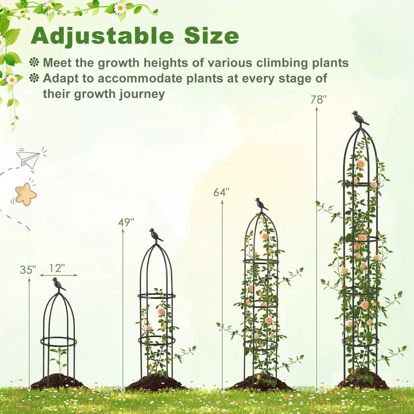 2-Pack Garden Obelisk Trellis for Climbing Plants-Black by DirectDeals