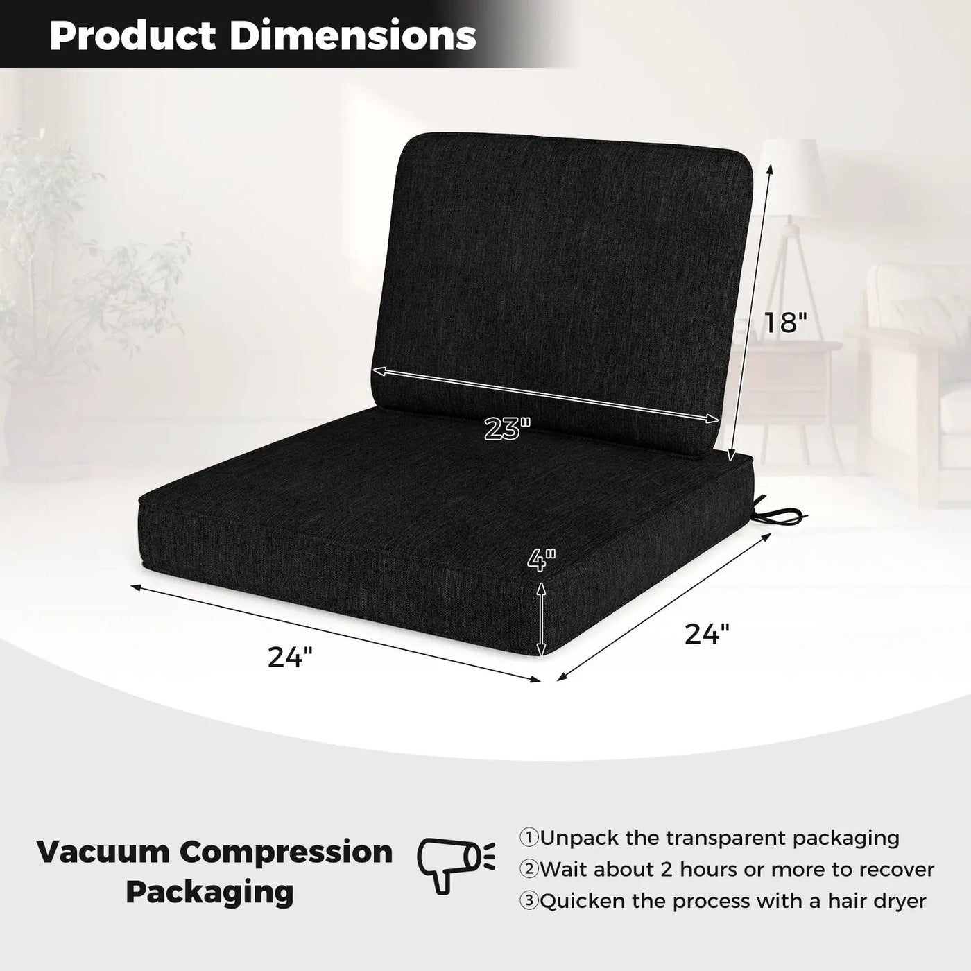 2-Pack Outdoor Patio Cushion Set with Removable Covers by DirectDeals