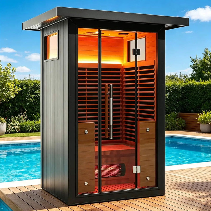 Thermora Lugano 2-Person Outdoor Full-Spectrum Infrared Sauna With Aluminum Alloy Exterior & WiFi (SAK14973) by SAKSBY WHOLESALE