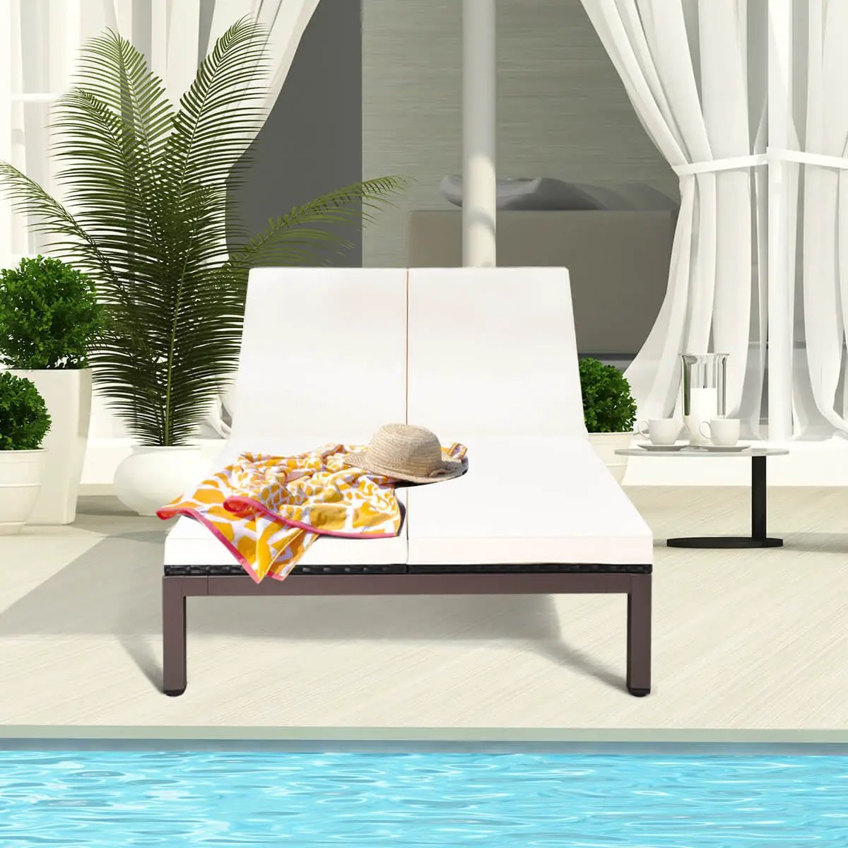 2-Person Patio Rattan Lounge Chair with Adjustable Backrest by DirectDeals