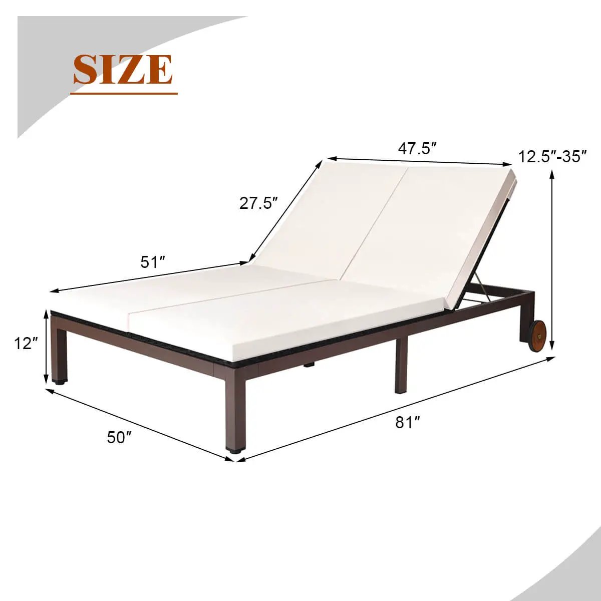 2-Person Patio Rattan Lounge Chair with Adjustable Backrest by DirectDeals