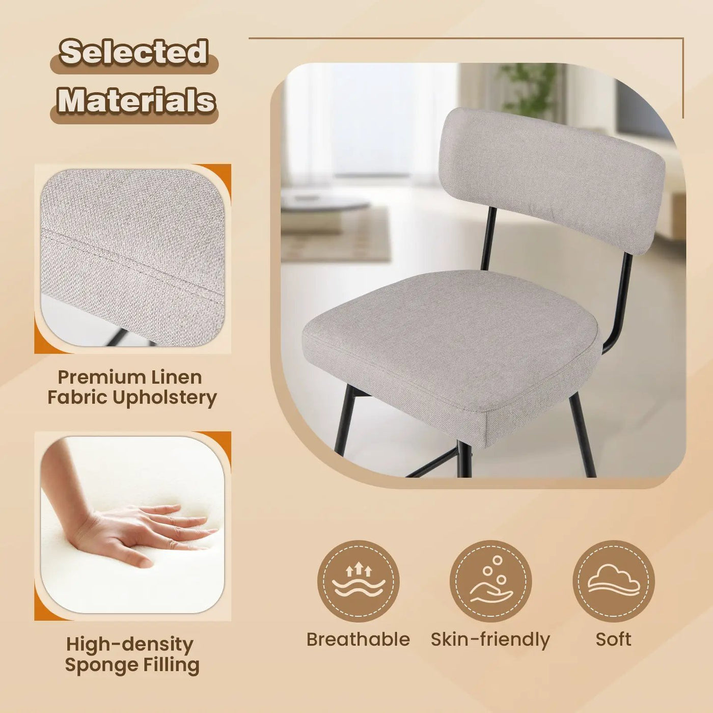 25 Inch 2-Piece Modern Upholstered Bar Stools with Back and Footrests by DirectDeals
