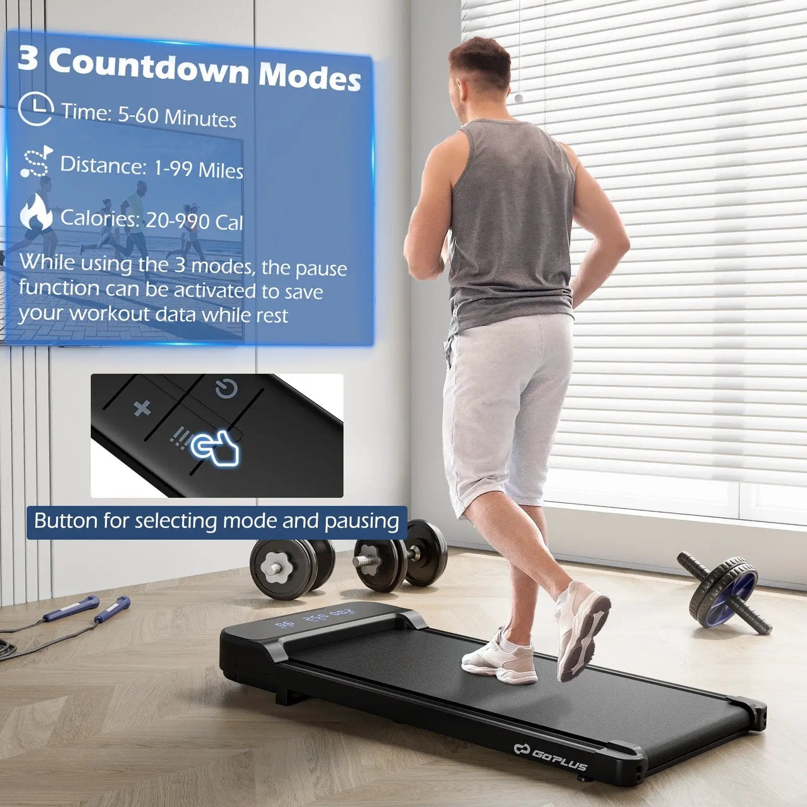 2.5HP Under Desk Treadmill with Remote Control and 3 Countdown Modes by DirectDeals