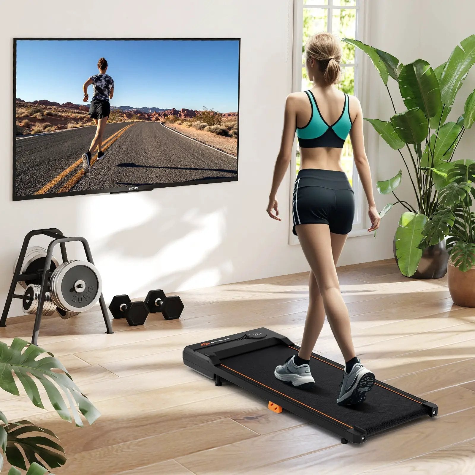 2.5HP Under Desk Treadmill with Remote Control for Home Office-Black by DirectDeals
