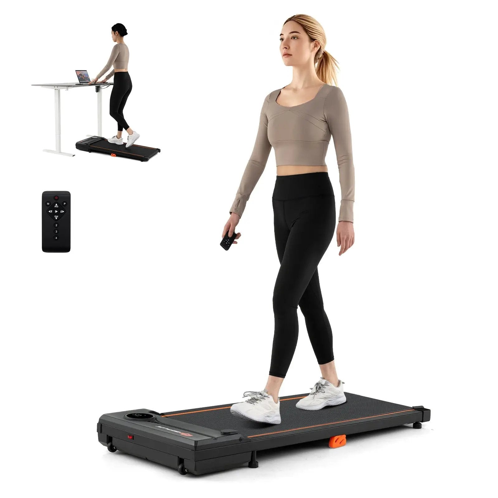 2.5HP Under Desk Treadmill with Remote Control for Home Office-Black by DirectDeals