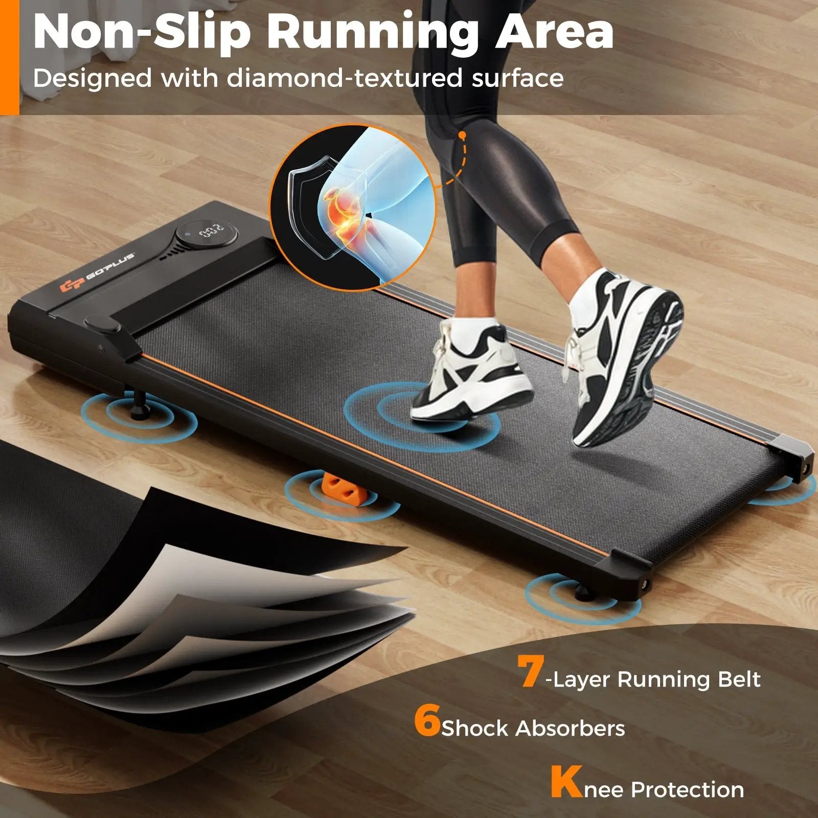 2.5HP Under Desk Treadmill with Remote Control for Home Office-Black by DirectDeals