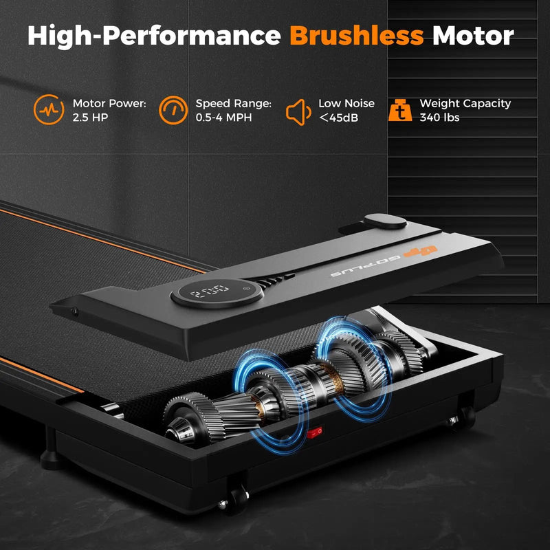 2.5HP Under Desk Treadmill with Remote Control for Home Office-Black by DirectDeals