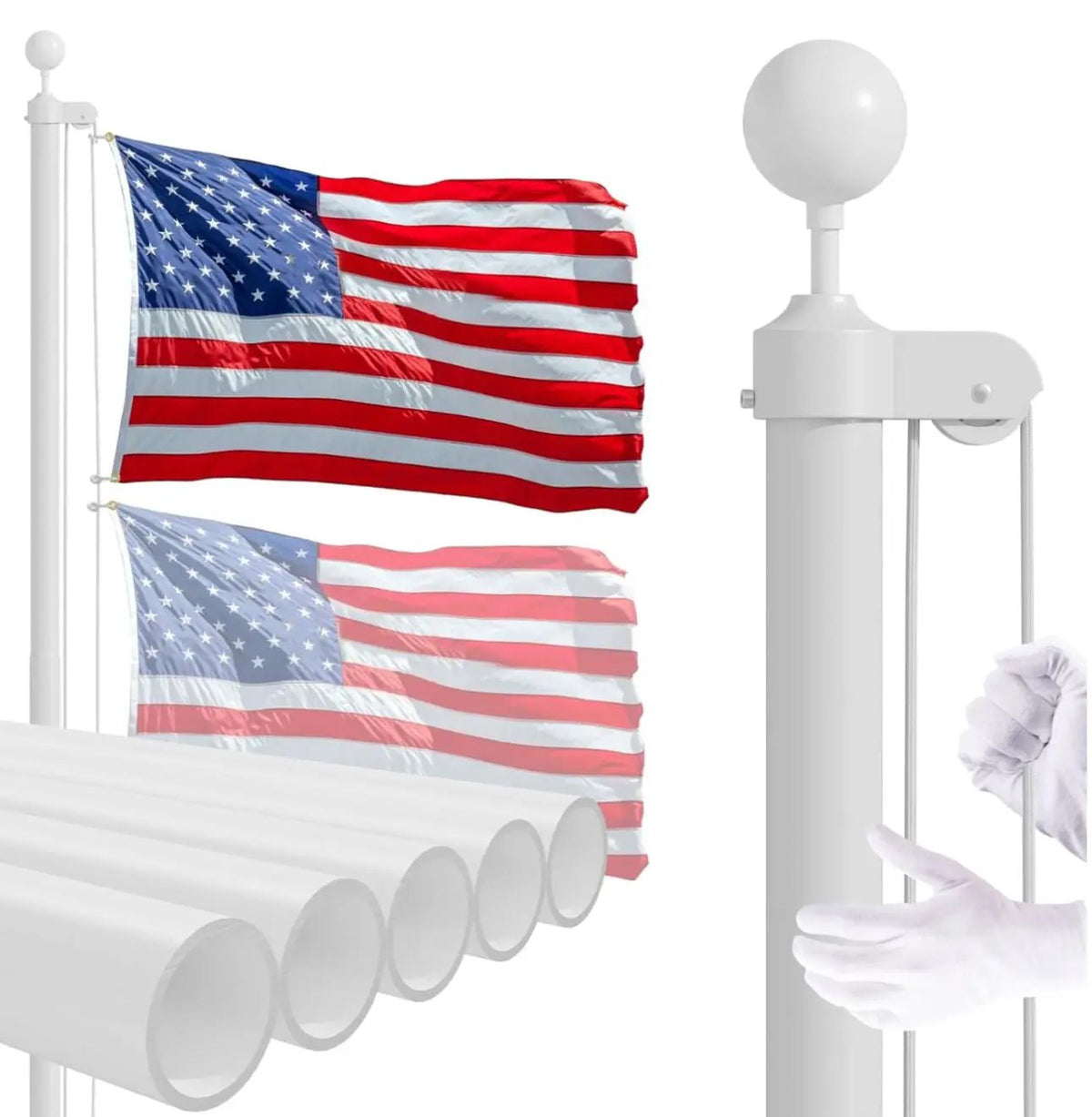 20 FT Flag Pole Heavy Duty Kit for Yard - Extra Thick Outdoor Flag Poles with 3x5 American Flag for Residential or Commercial by Outdoor Solar Outlet