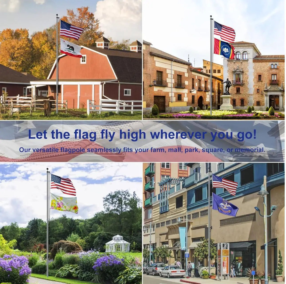 20 FT Flag Pole Heavy Duty Kit for Yard - Extra Thick Outdoor Flag Poles with 3x5 American Flag for Residential or Commercial by Outdoor Solar Outlet