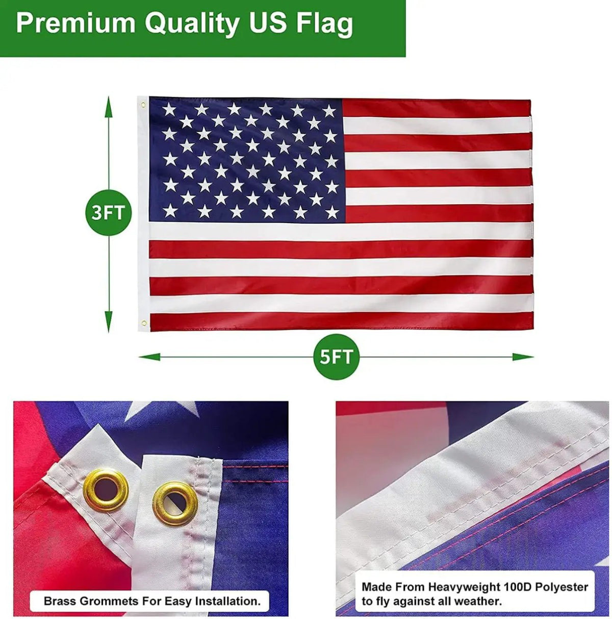 20 FT Flag Pole Heavy Duty Kit for Yard - Extra Thick Outdoor Flag Poles with 3x5 American Flag for Residential or Commercial by Outdoor Solar Outlet
