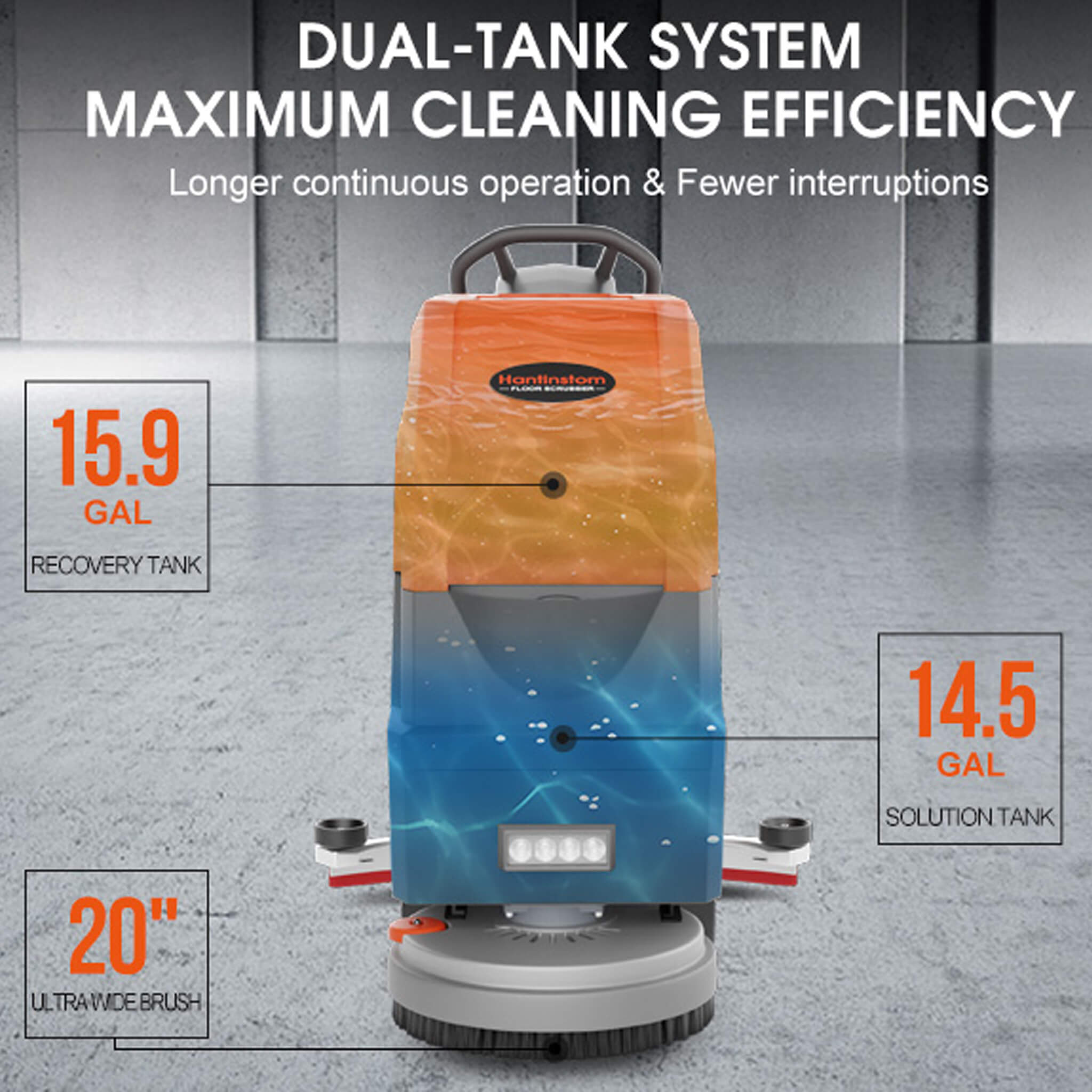 20-Inch Heavy-Duty All-In-One Commercial Electric Walk-Behind Floor Scrubber (SAK52973) by SAKSBY WHOLESALE