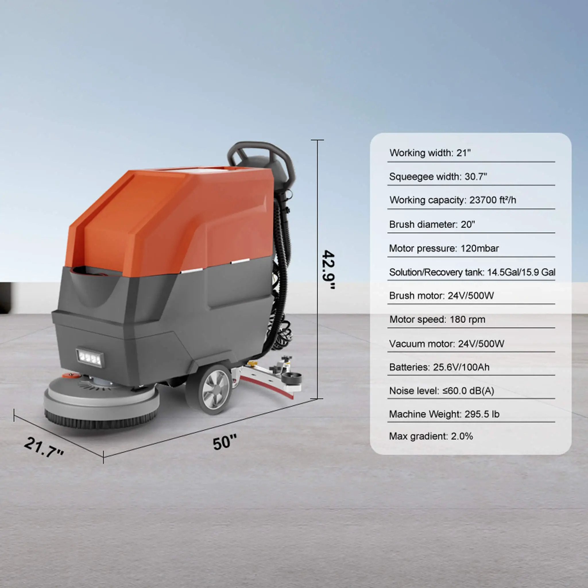 20-Inch Heavy-Duty All-In-One Commercial Electric Walk-Behind Floor Scrubber (SAK52973) by SAKSBY WHOLESALE