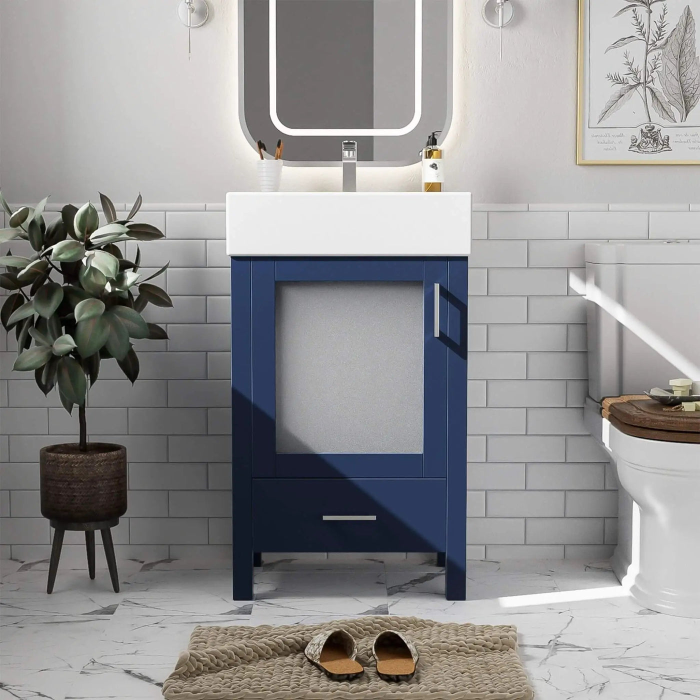 20-Inch Modern Bathroom Vanity With Ceramic Sink And Storage Cabinet (SAK83047) by SAKSBY WHOLESALE