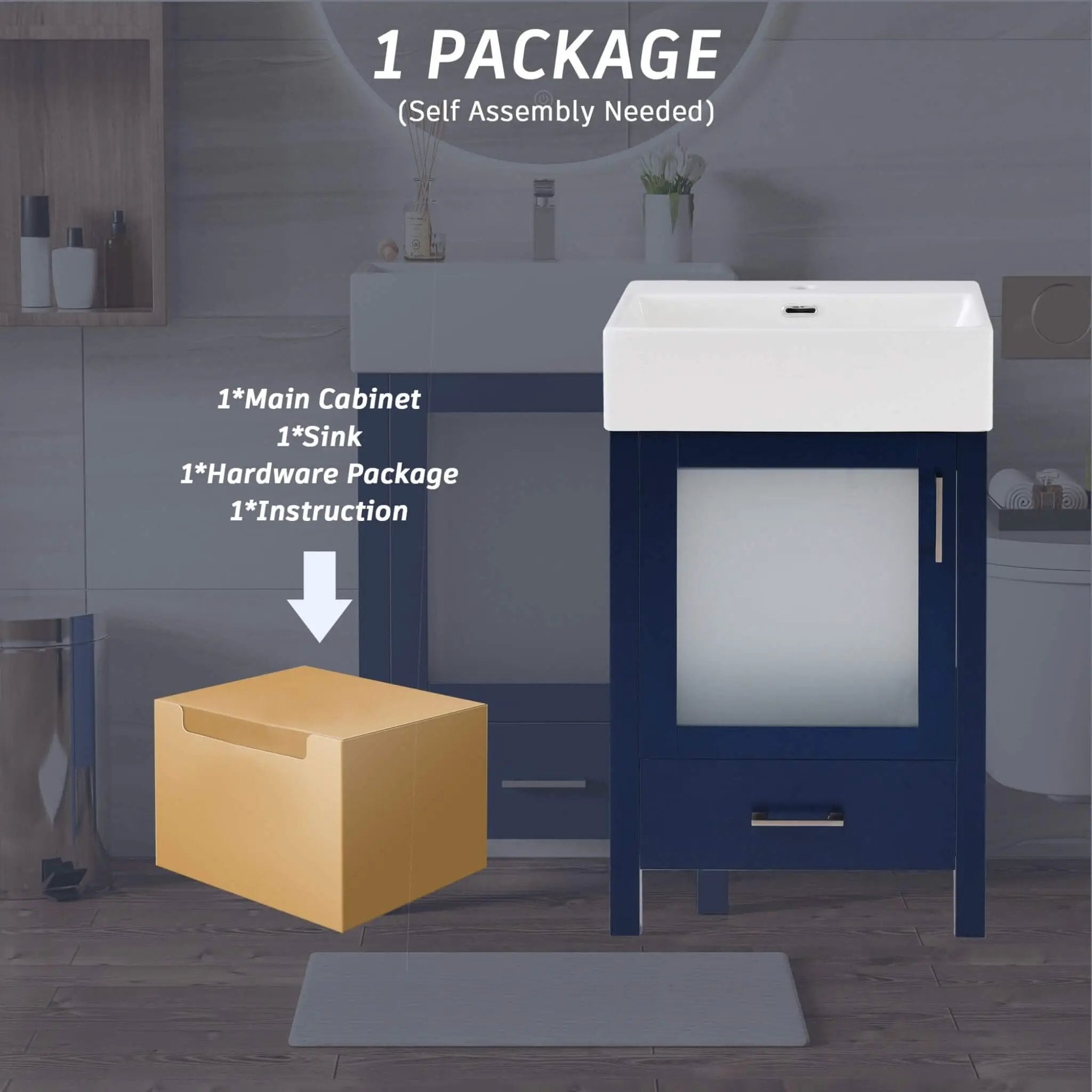 Nuvia 20-Inch Modern Bathroom Vanity With Ceramic Sink And Storage Cabinet (SAK83047) by SAKSBY WHOLESALE