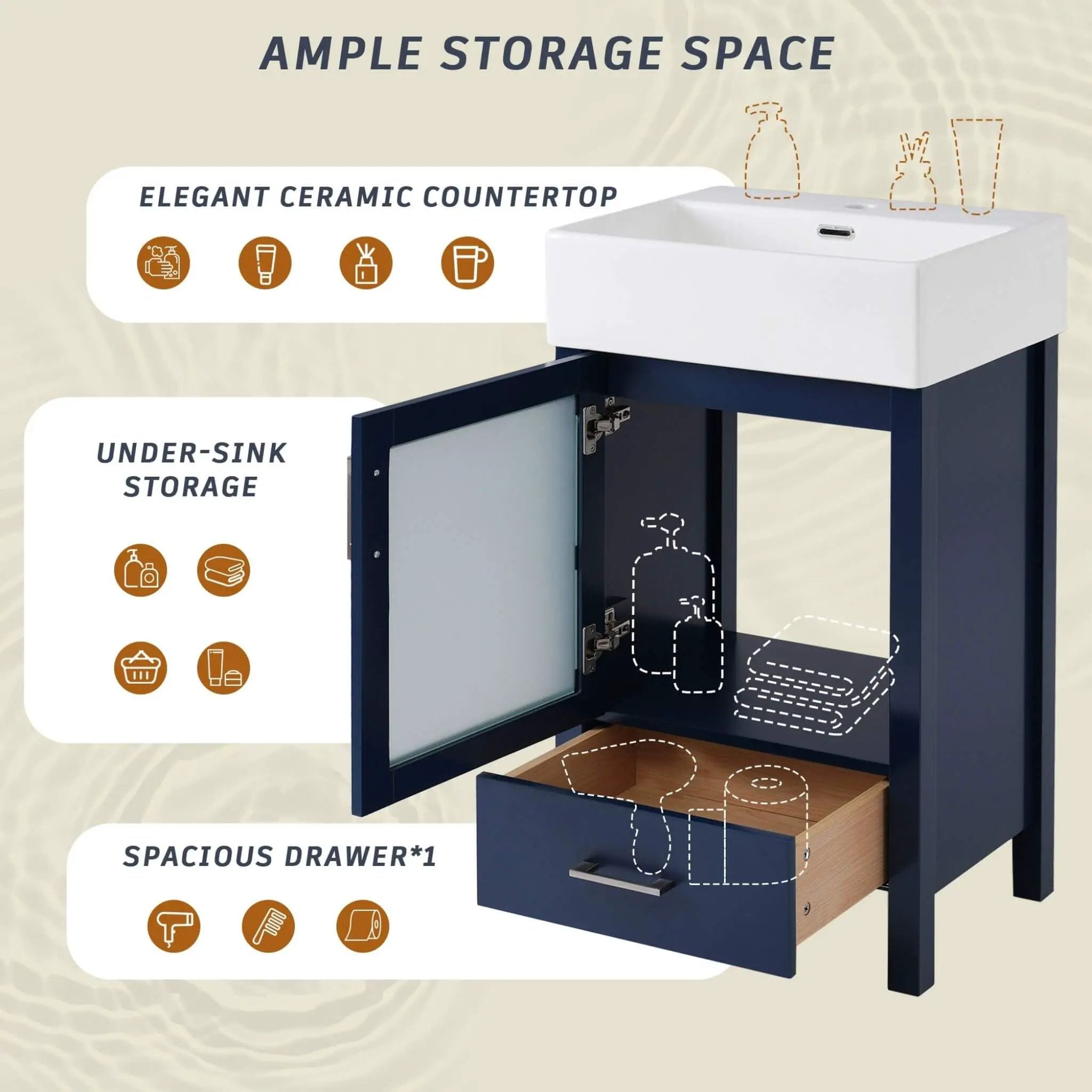 Nuvia 20-Inch Modern Bathroom Vanity With Ceramic Sink And Storage Cabinet (SAK83047) by SAKSBY WHOLESALE