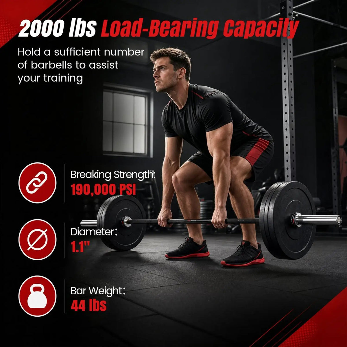 7ft Olympic Barbell 2000 lbs Capacity for Weightlifting by DirectDeals