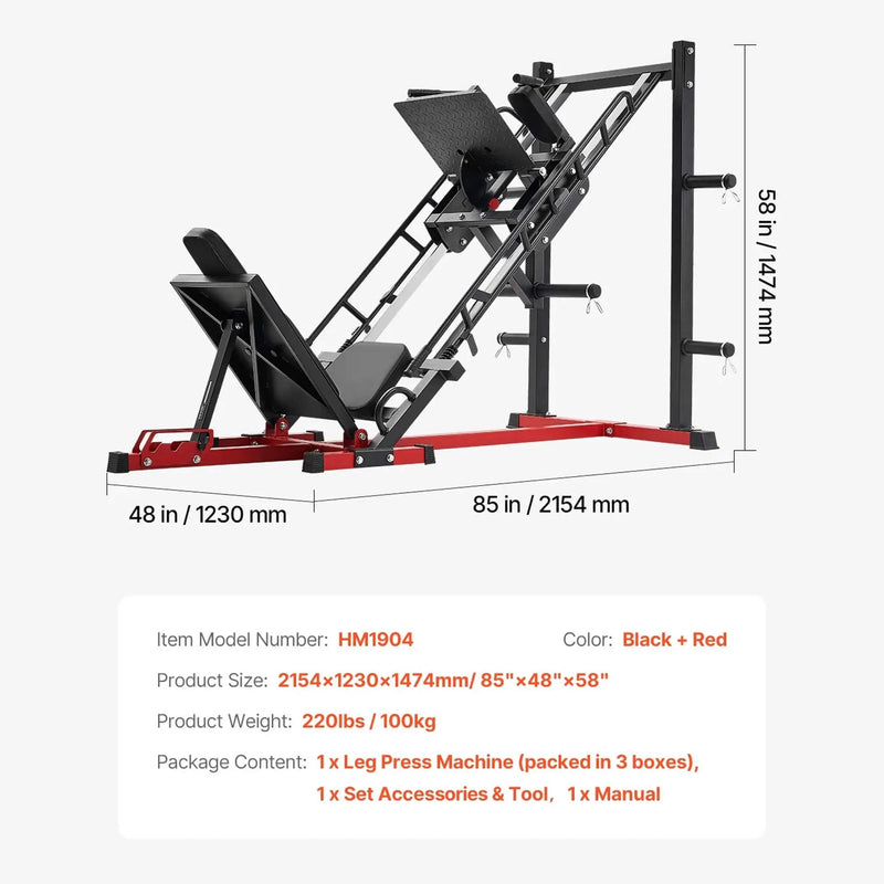 Rovix 2000LBS Adjustable Leg Press And Hack Squat Machine For Home Gym Workouts (SAK53148) by SAKSBY WHOLESALE