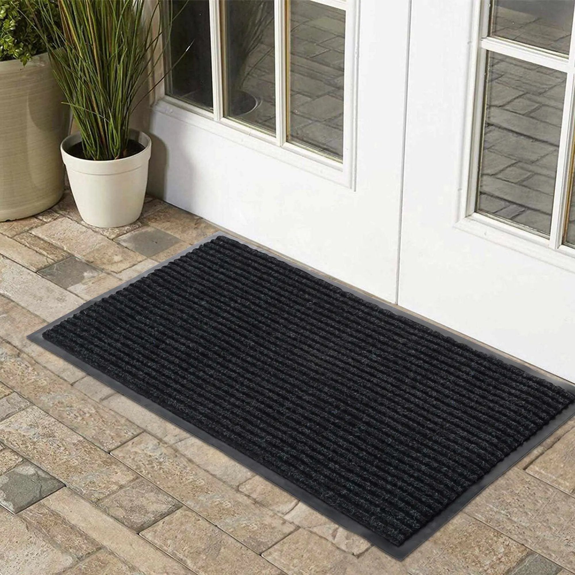 Basic Outdoor Mat, Black by Hauteloom