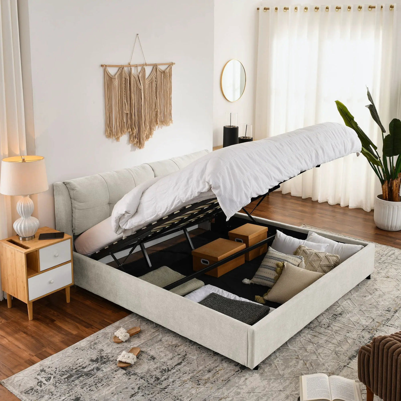 Storage Upholstered Hydraulic Platform Bed With Integrated Headboard by HouseOfZazla