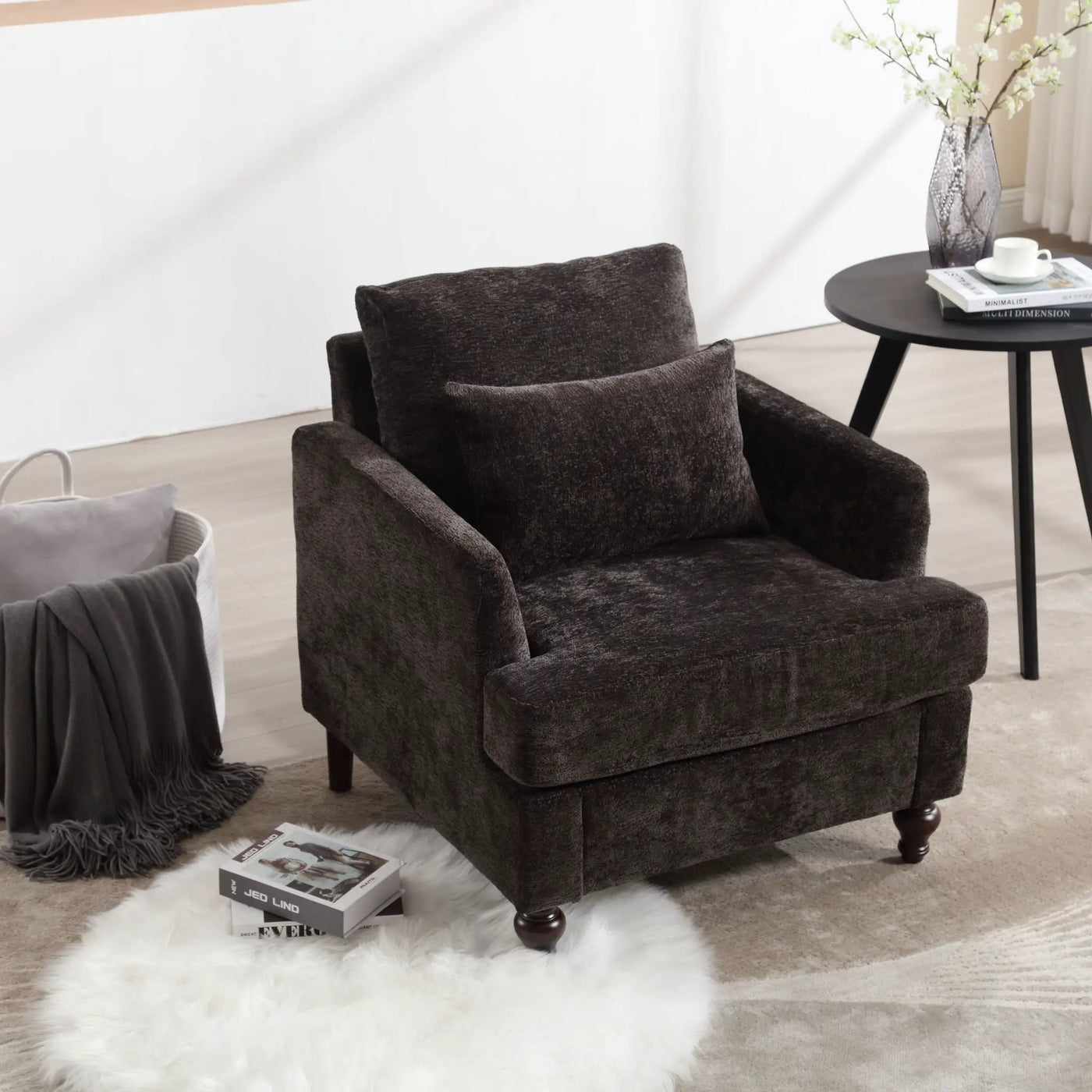 Modern Mid Century Wood Frame Armchair With Tufted Design by HouseOfZazla