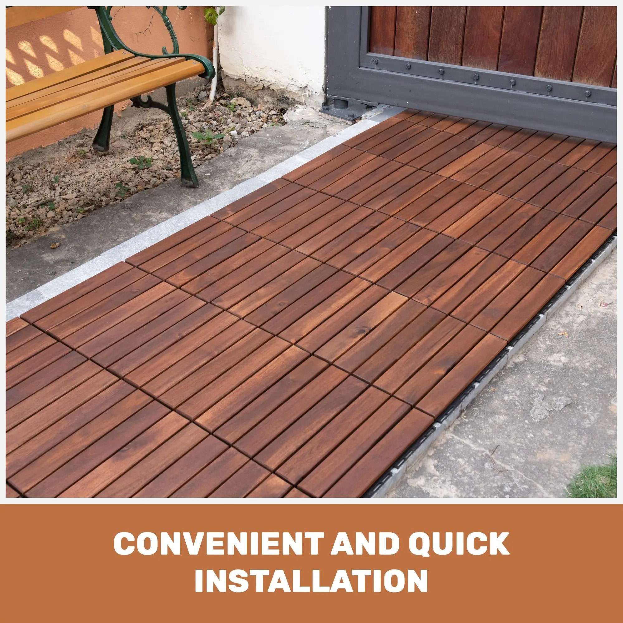 10 PCS Interlocking Acacia Hardwood Deck Tiles by HouseOfZazla