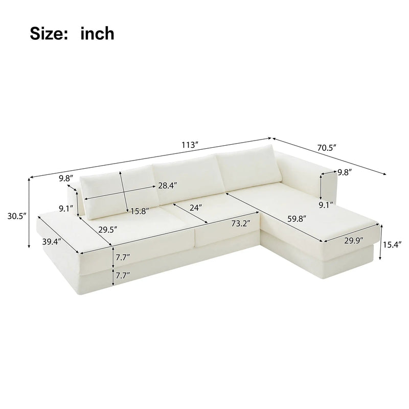 L-Shaped Modular Sofa With Double Layer Cushion by HouseOfZazla