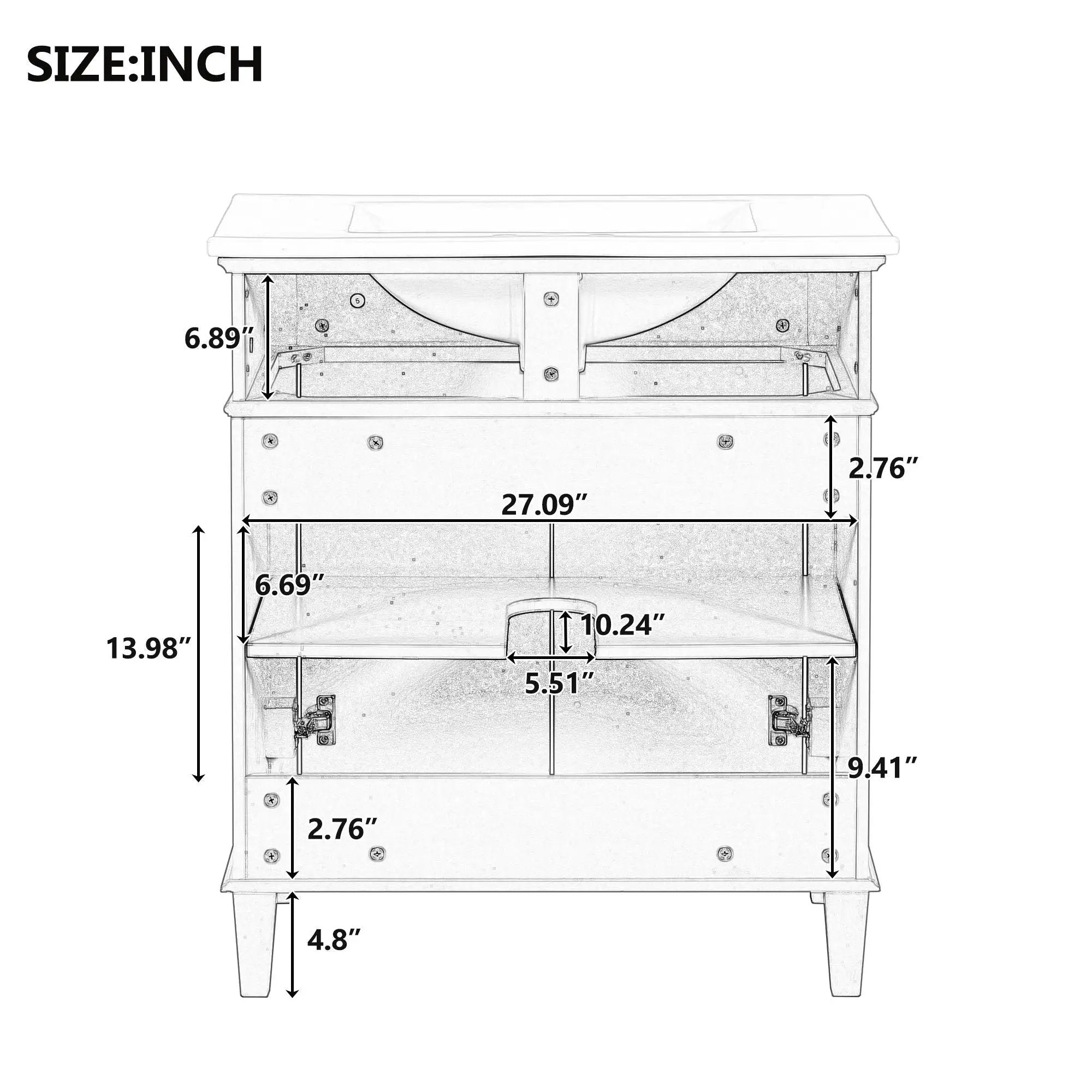 Bathroom Vanity With Ceramic Basin, Soft Close Door And Adjustable Shelves by HouseOfZazla