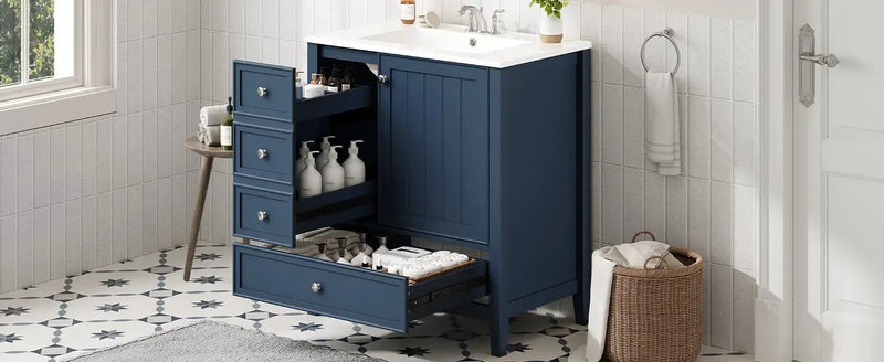 30" Bathroom Vanity with Sink, One Cabinet and Three Drawers by HouseOfZazla
