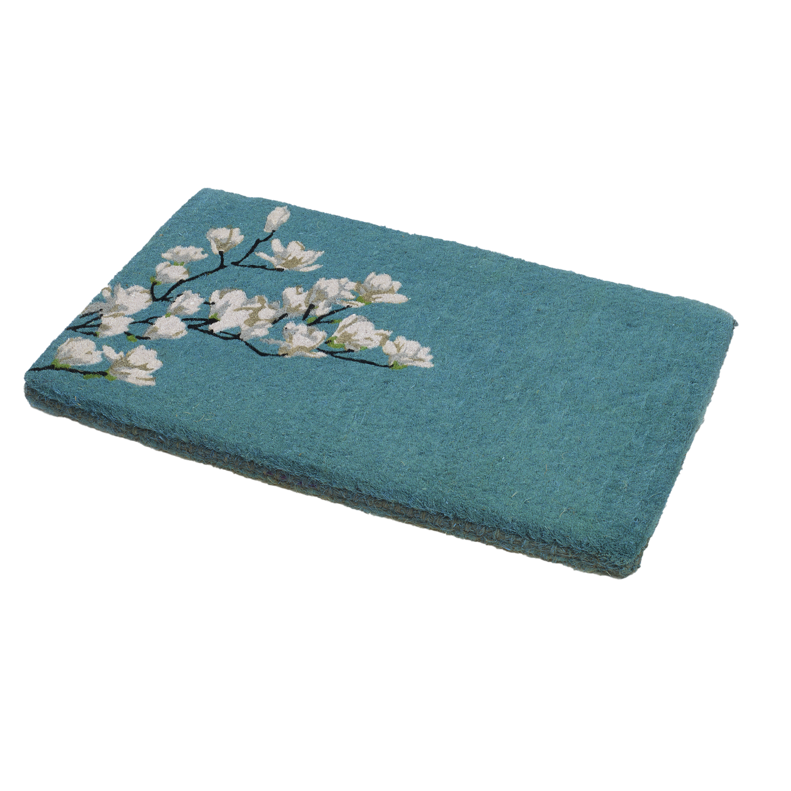 Magnolia Branch - Blue Coir Doormat by Fab Habitat
