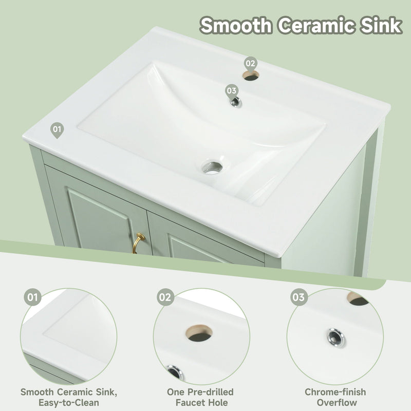 Retro Bathroom Vanity With Sink, Soft Closing Cabinet & Drawers by HouseOfZazla