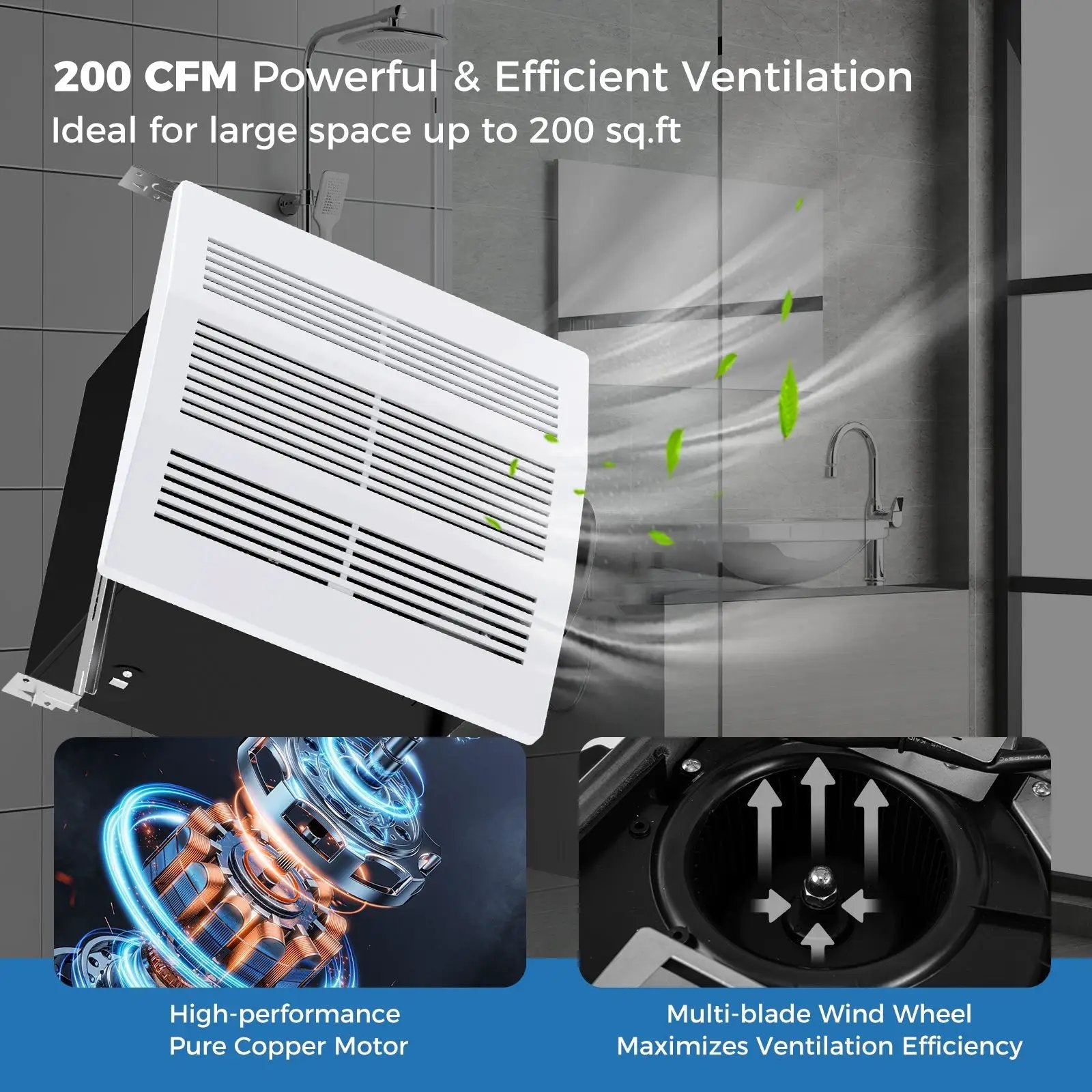 200 CFM Bathroom Exhaust Fan with Metal Housing and 6 Inches Duct for 200 Sq.Ft by DirectDeals