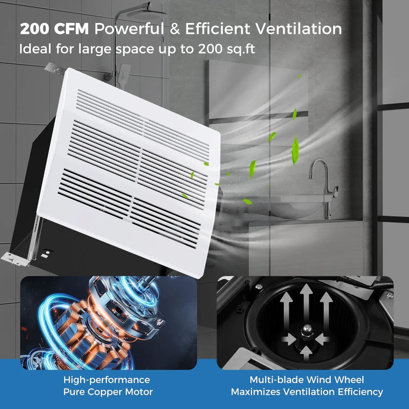 200 CFM Bathroom Exhaust Fan with Metal Housing and 6 Inches Duct for 200 Sq.Ft by DirectDeals