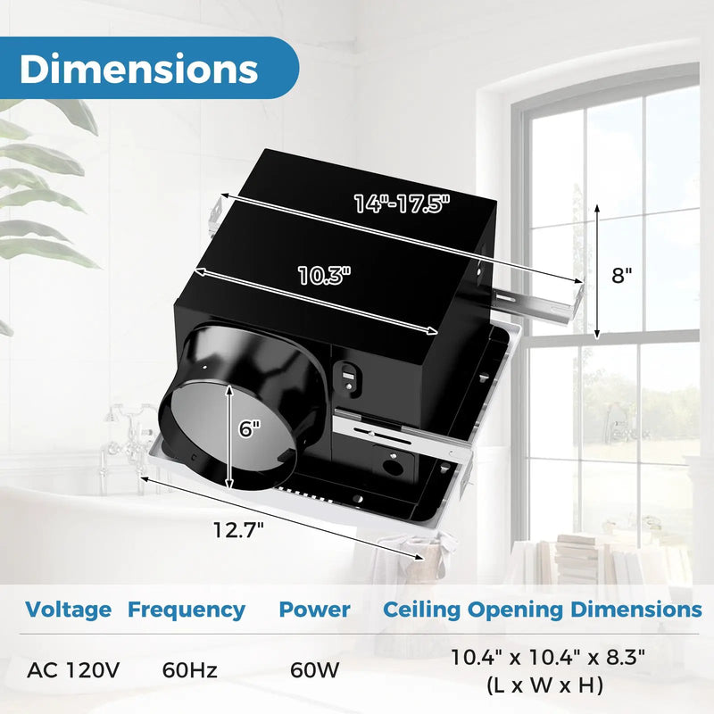 200 CFM Bathroom Exhaust Fan with Metal Housing and 6 Inches Duct for 200 Sq.Ft by DirectDeals