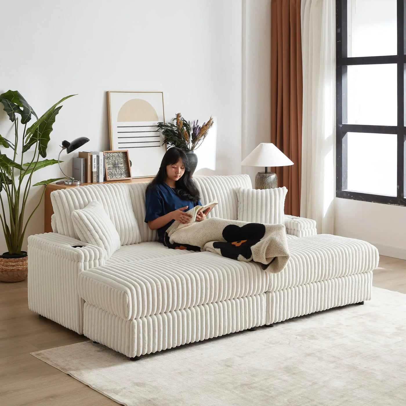 3 Seater Sofa With 2 Ottomans For Living Room by HouseOfZazla