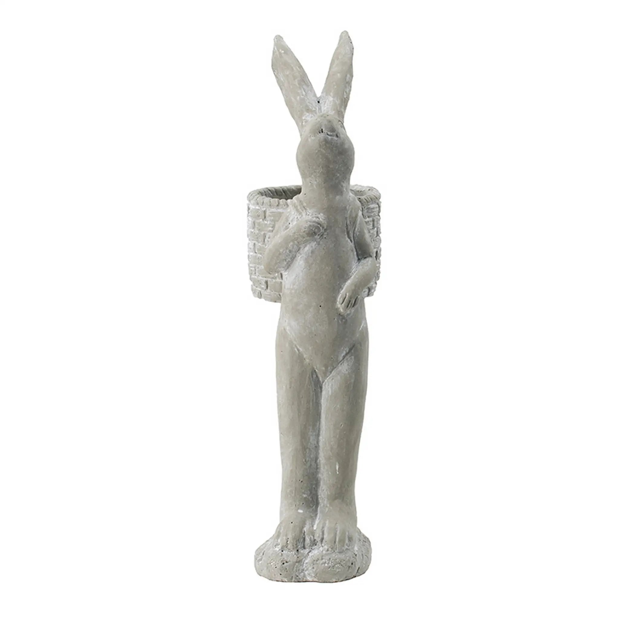 8.5x5.5x19.5" Tall Cement Rabbit Planter by HouseOfZazla