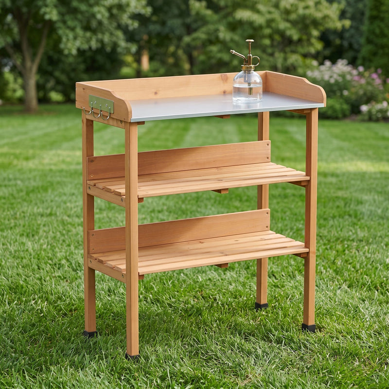 Outdoor Potting Table, 3 Tier Workbench by HouseOfZazla