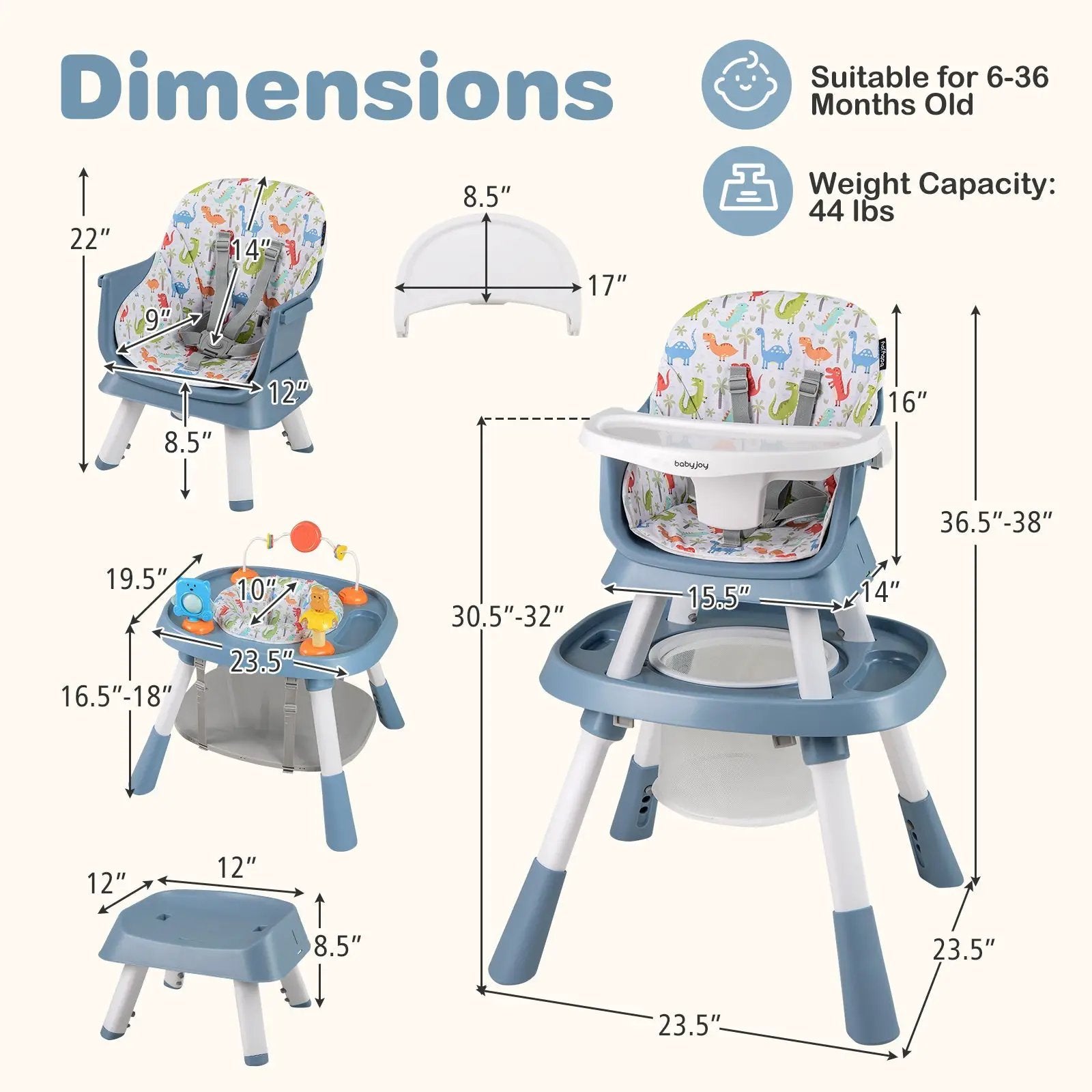 16-in-1 Baby High Chair with Activity Center and Booster Seat for Babies and Toddlers by DirectDeals