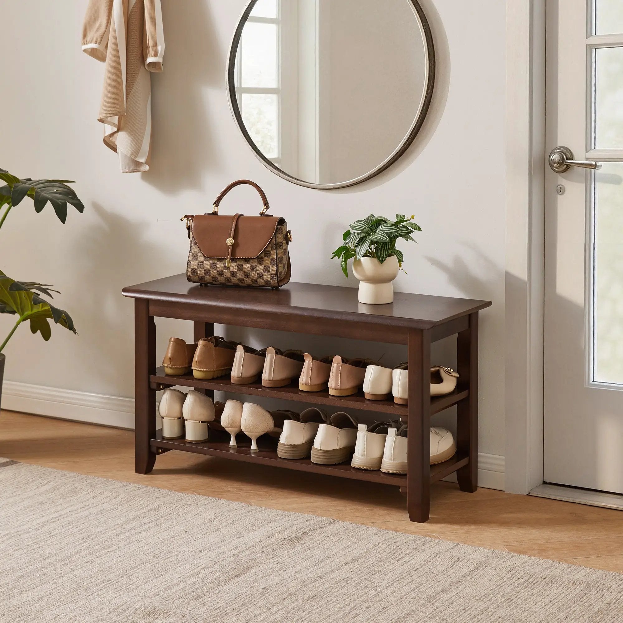 2-Tier Solid Wood Shoe Bench by HouseOfZazla