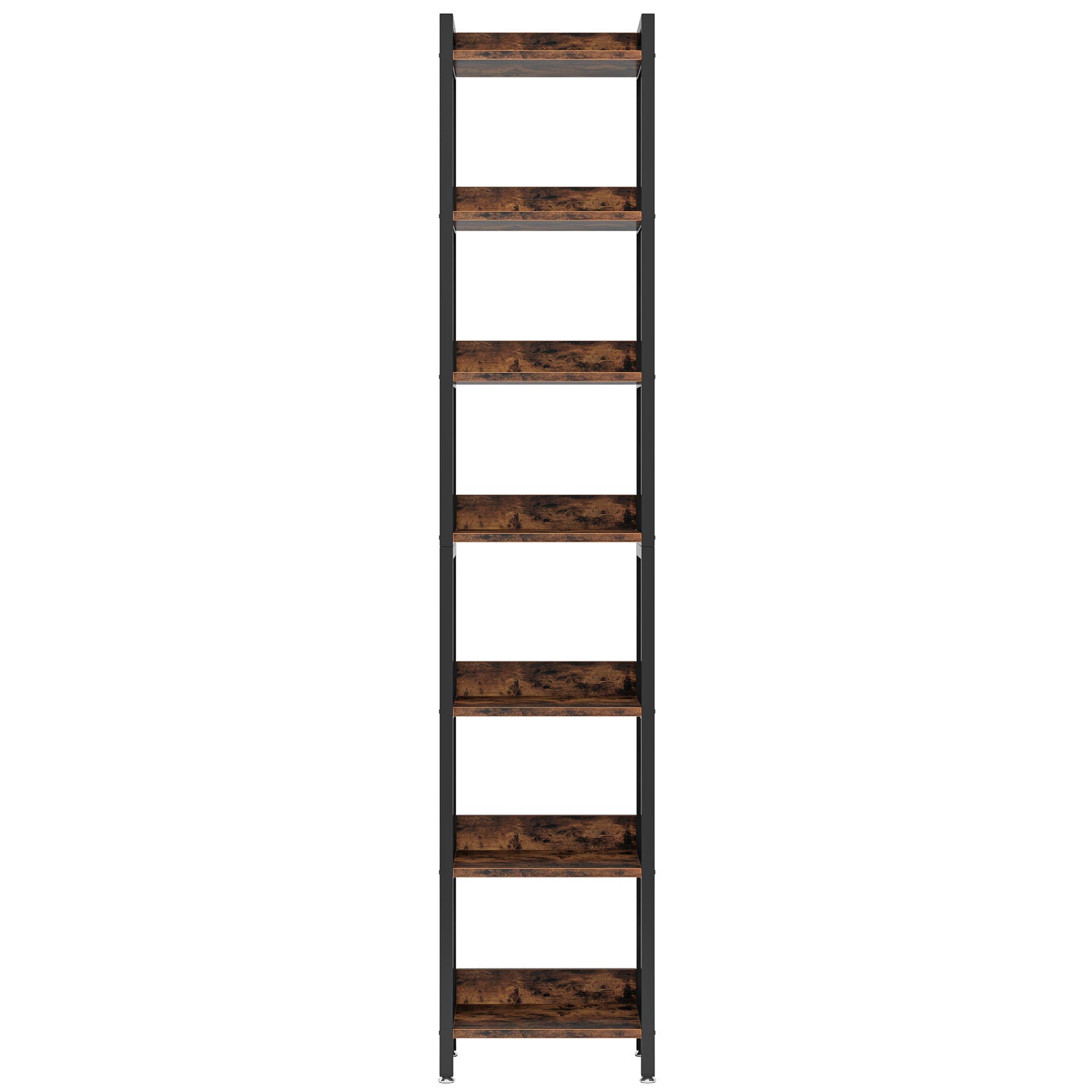Extra Tall 7 Tier Narrow Corner Bookshelf Storage Display Rack For Living Room - Rustic Brown by HouseOfZazla