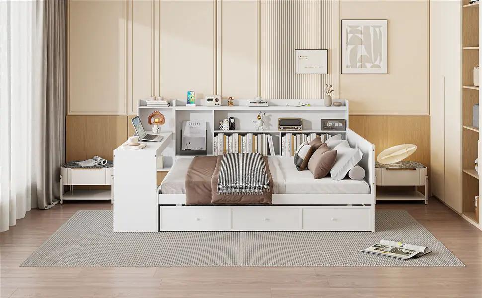 Daybed With 3 Drawers USB Ports And Desk by HouseOfZazla