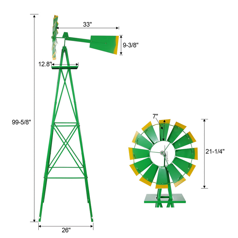 8FT Decorative Garden Windmill with Heavy Duty Steel Frame - Metal, photo 8 of 8