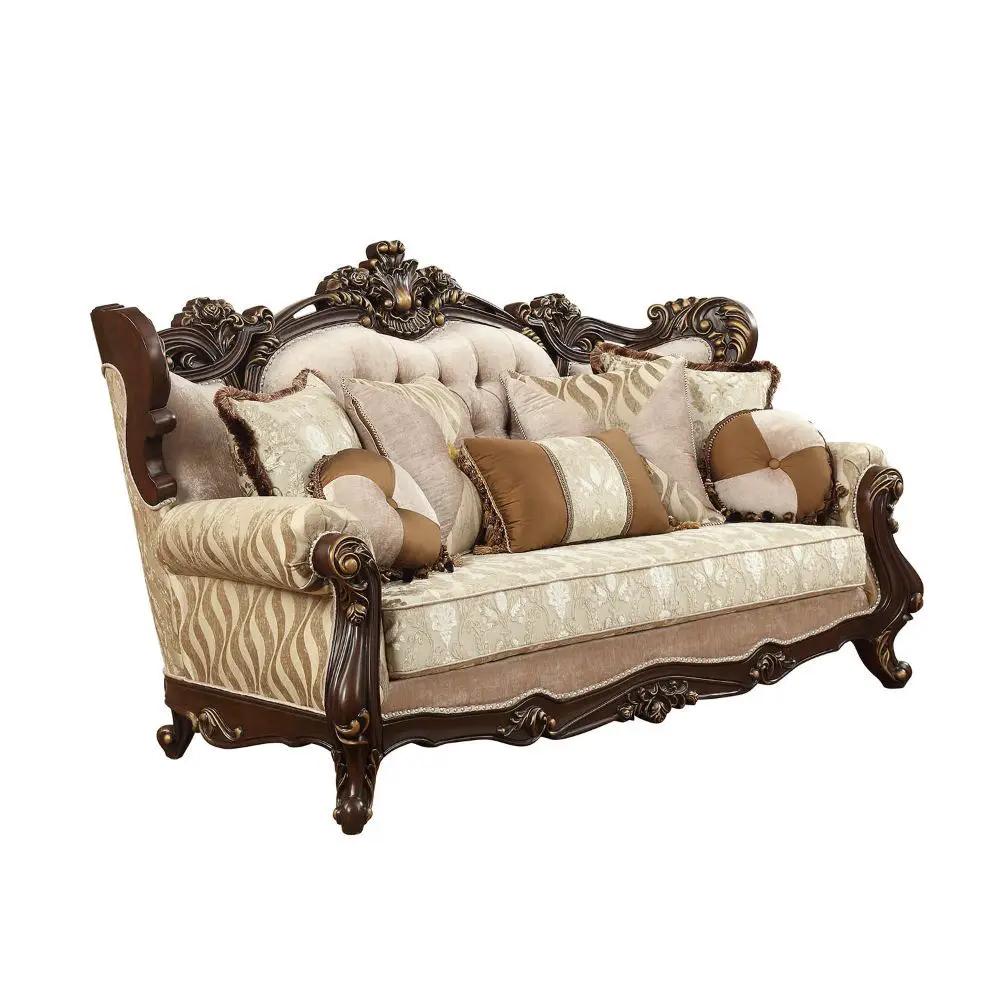 Shalisa - Sofa With 7 Pillows (Same Lv01585) - Fabric & Walnut by Unique Piece Furniture