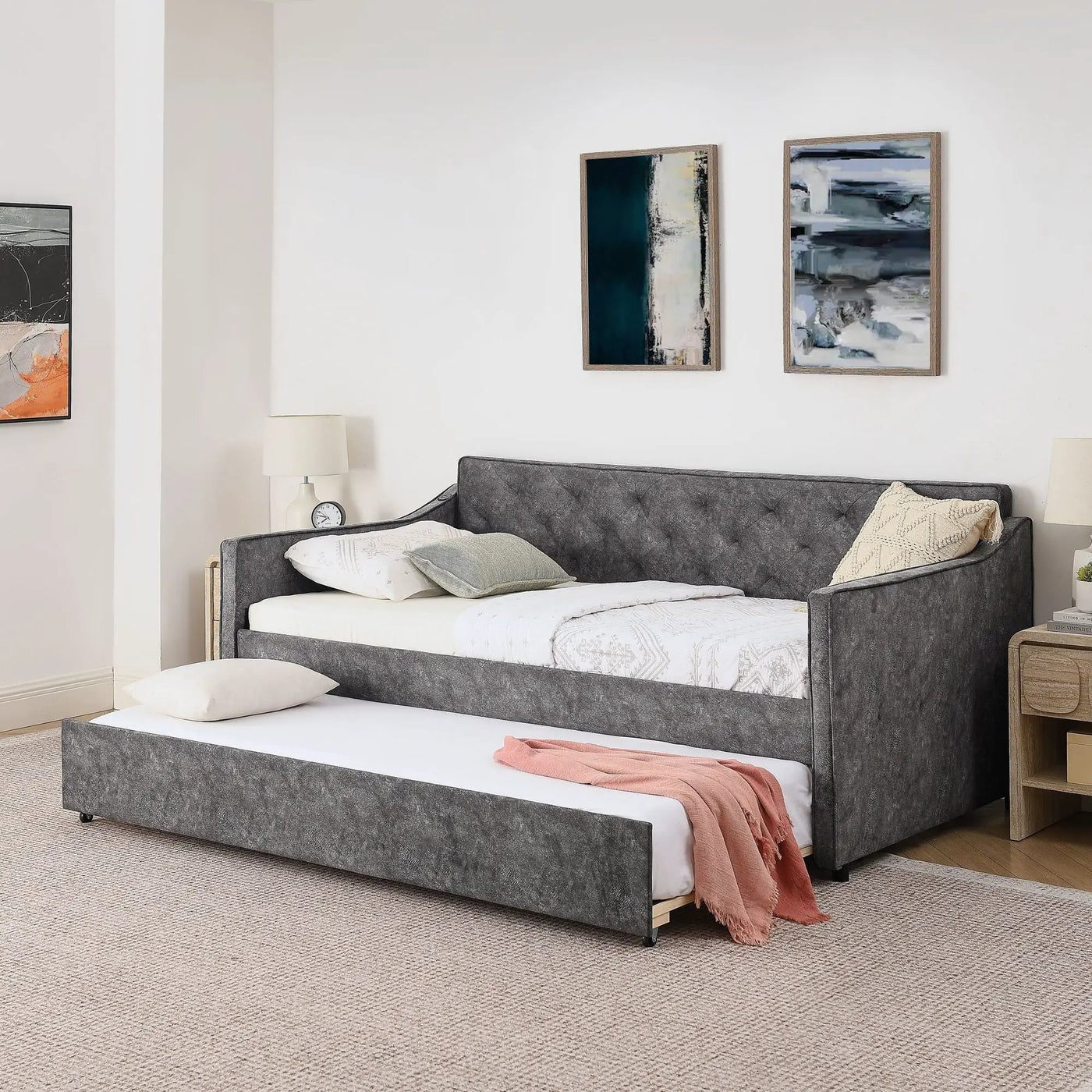Daybed With Pop Up Trundle And USB Charging Armrest by Unique Piece Furniture