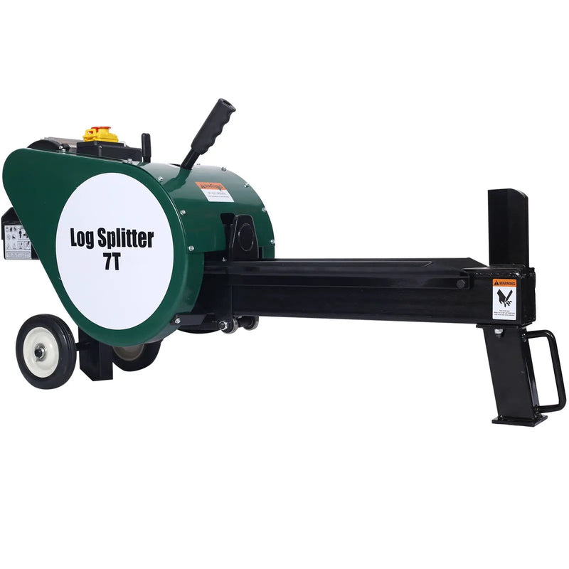Double Flywheel Electric Log Splitter 7 Ton Portable Firewood Machine Steel - Black by HouseOfZazla