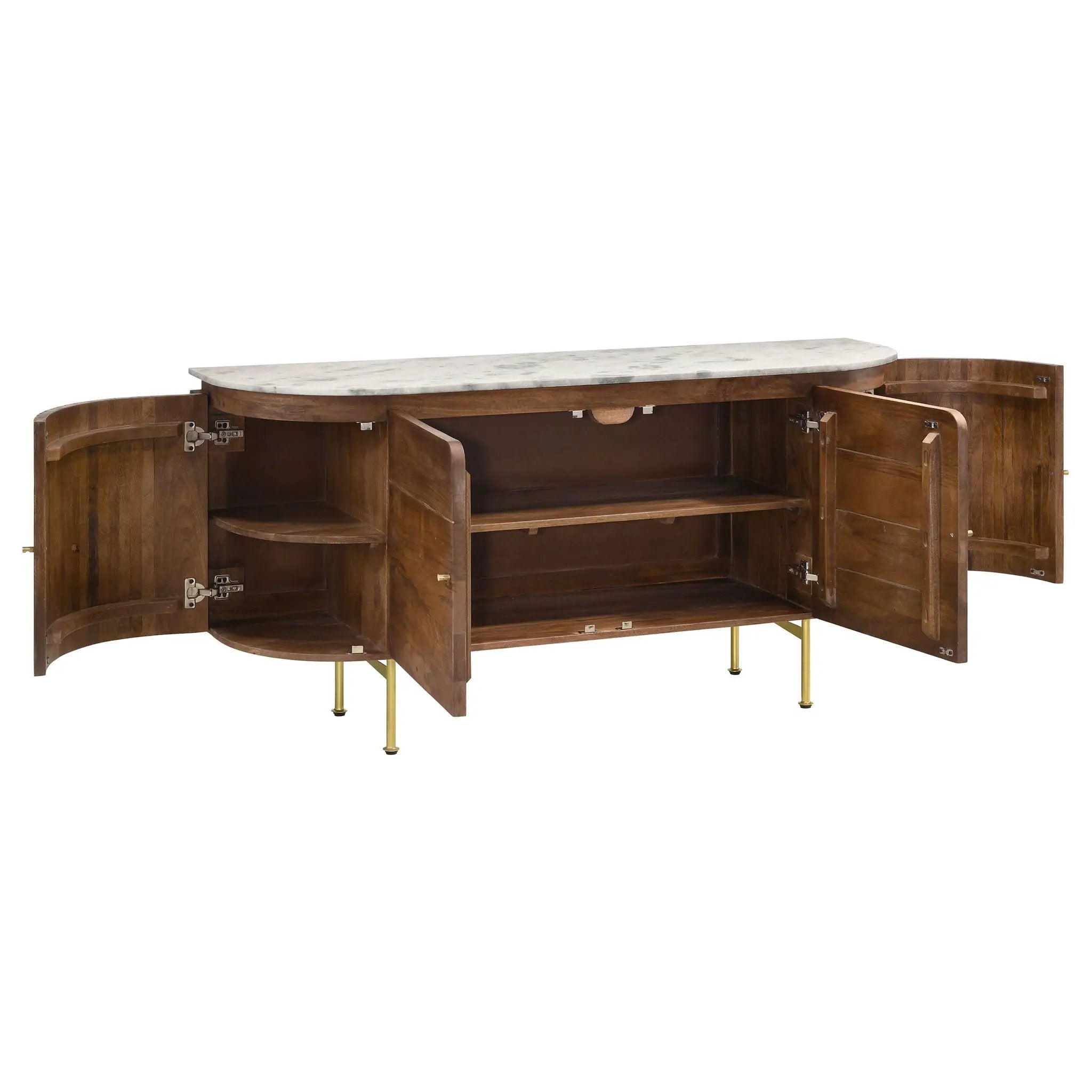 Ortega 4-door Marble Top Sideboard Buffet Cabinet Natural by Unique Piece Furniture