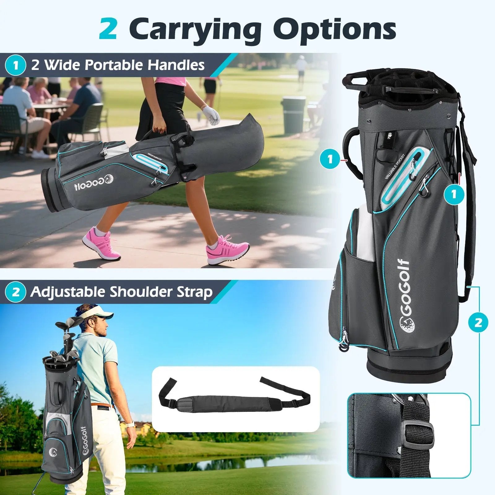 Golf Cart Bag Lightweight Portable Golf Club Organizer Bag by DirectDeals