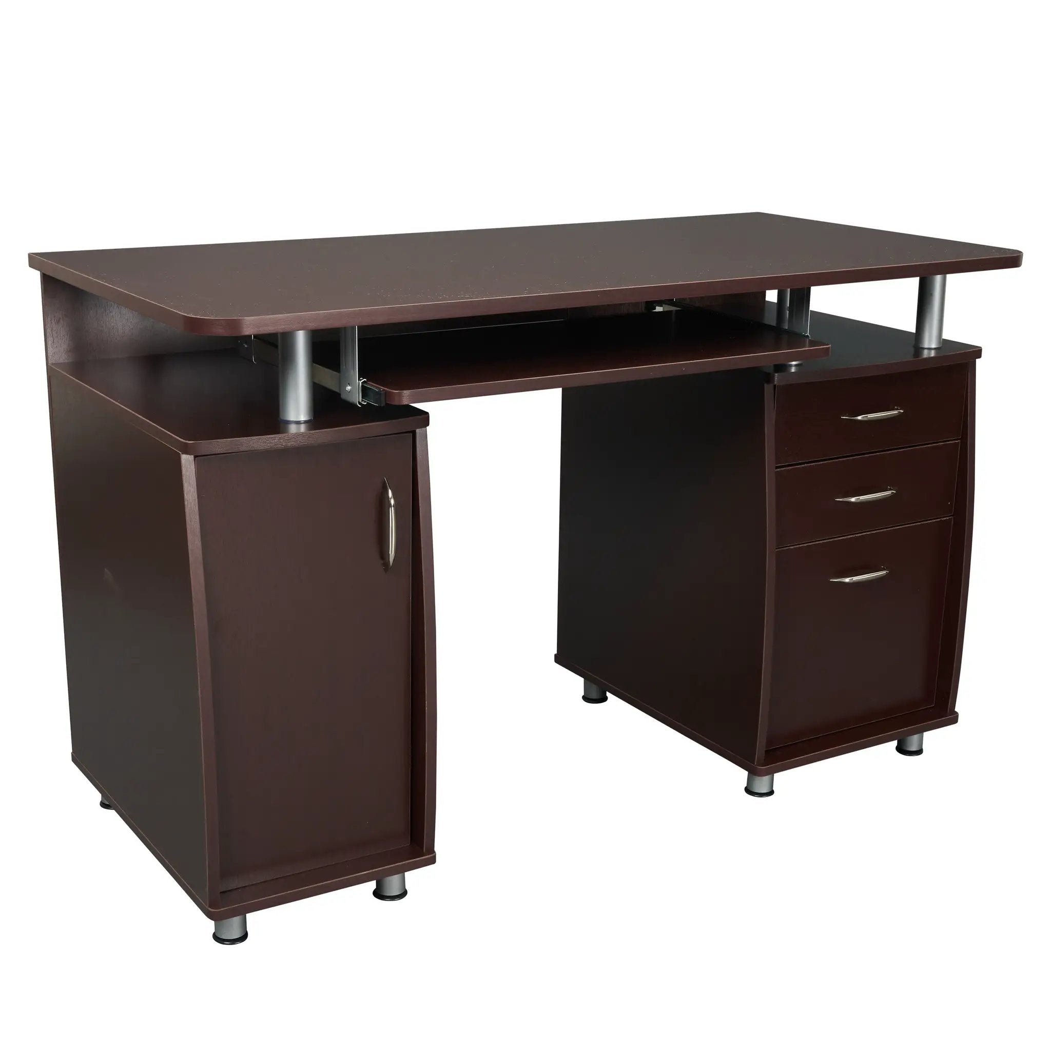 Techni Mobili Complete Workstation Computer Desk with Storage, Chocolate by HouseOfZazla
