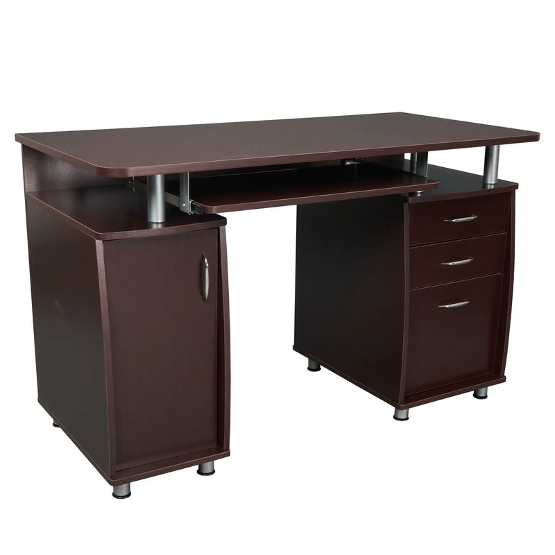 Techni Mobili Complete Workstation Computer Desk with Storage, Chocolate by HouseOfZazla