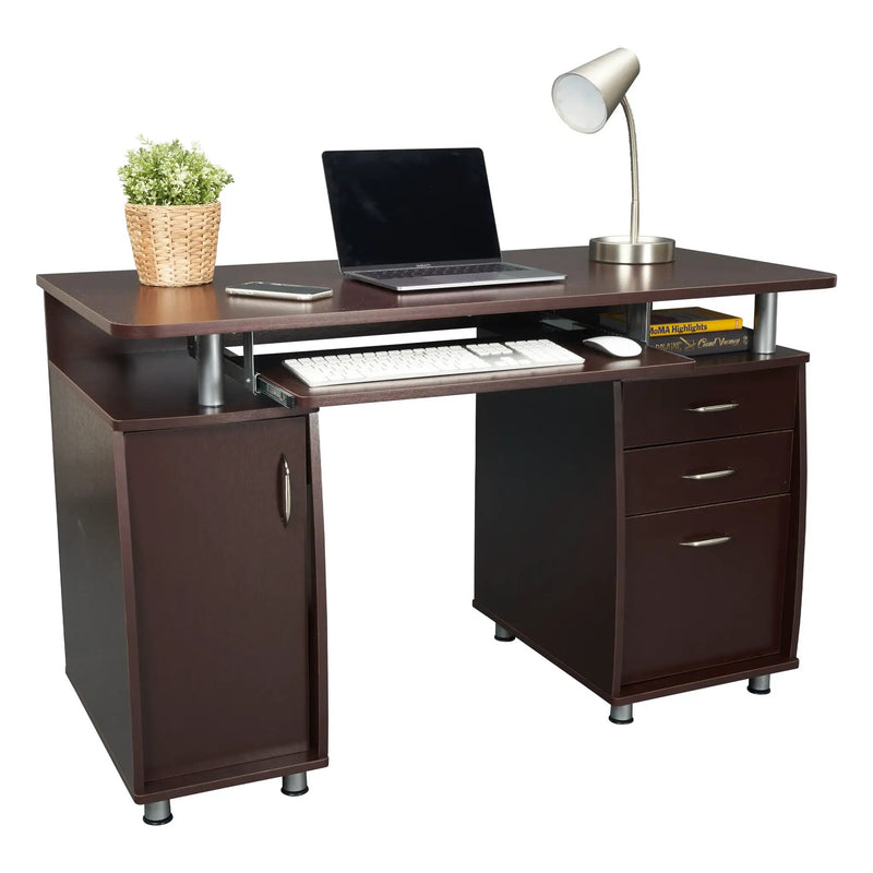 Techni Mobili Complete Workstation Computer Desk with Storage, Chocolate by HouseOfZazla