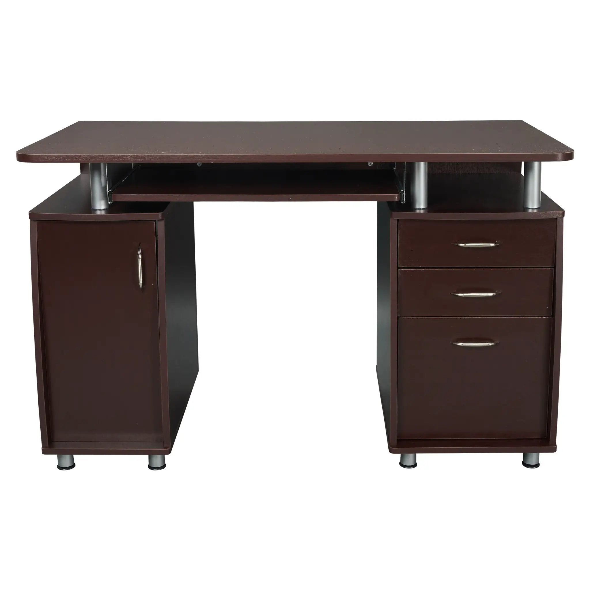Techni Mobili Complete Workstation Computer Desk with Storage, Chocolate by HouseOfZazla